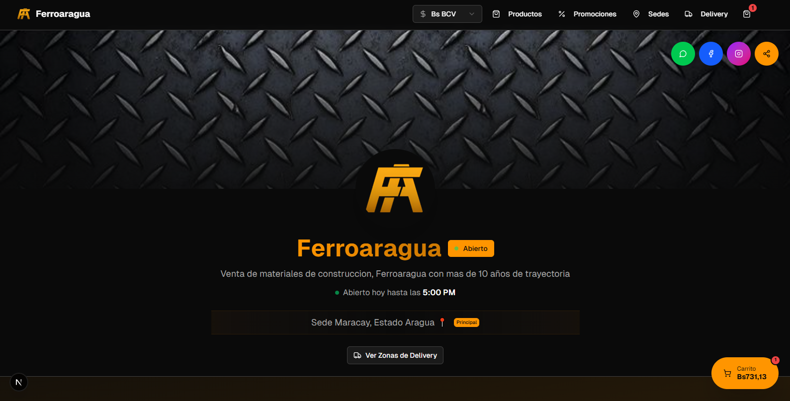 Vista de la tienda en PC